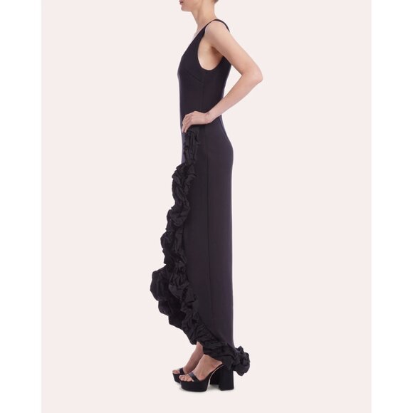 One33 Social Black Taffeta Ruffle Hem Gown Size 4 - New with Tags - Picture 5 of 7
